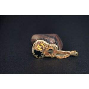 Hard Rock Cafe Cleveland Brown Buddy Holly Guitar Pin Vintage